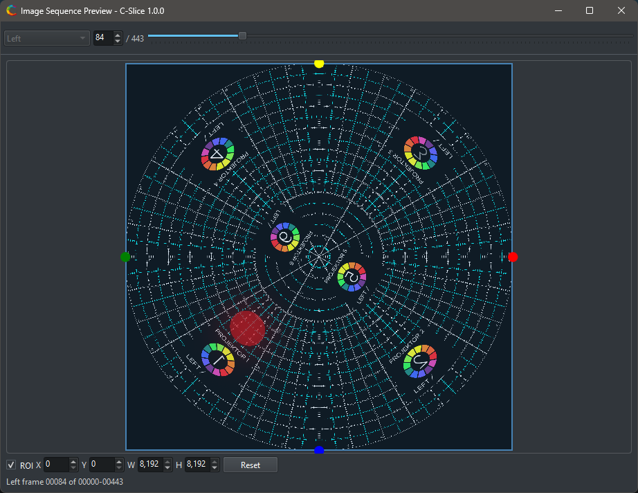 C-Slice Image Sequence Preview with region of interest controls